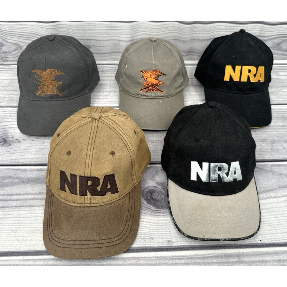 LOT OF 5 VINTAGE NRA HUNTING HATS BALL CAPS  *LOT 3‎
